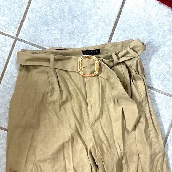 Beautiful tan Eloquii belted linen blend pants! - Picture 2 of 3